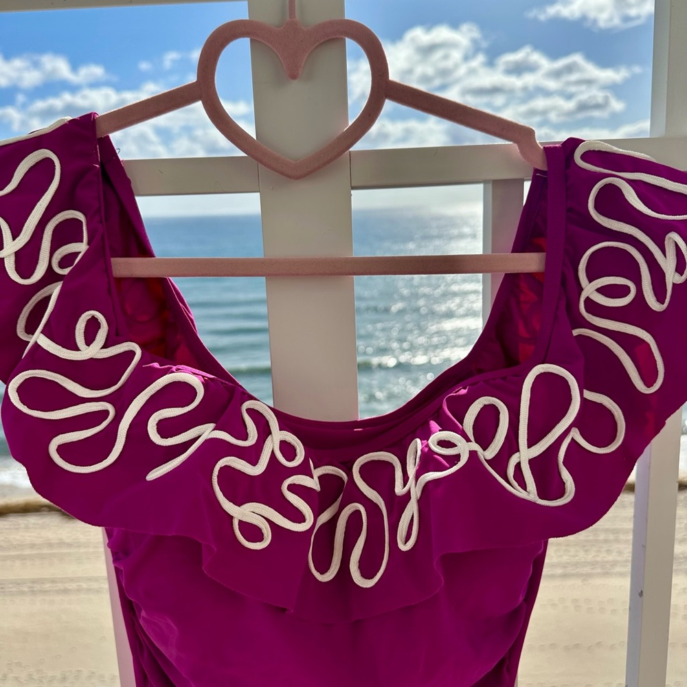 PROFILE BY GOTTTEX Magenta Ruffle-Trim TANKINI TOP - Picture 6 of 9